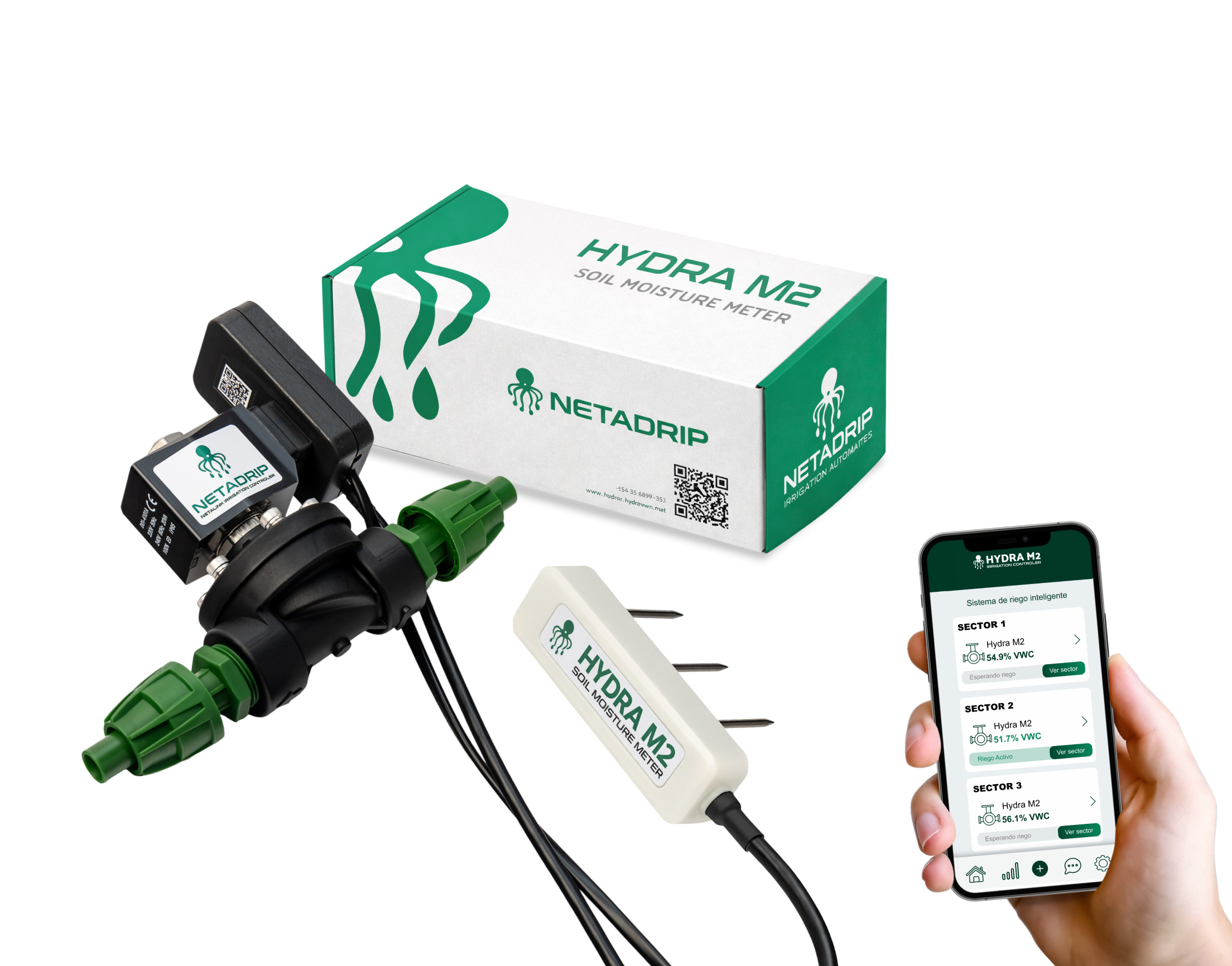 CONTROLADOR DE RIEGO HYDRA M2 (CON SENSOR DE HUMEDAD DE SUSTRATO)
